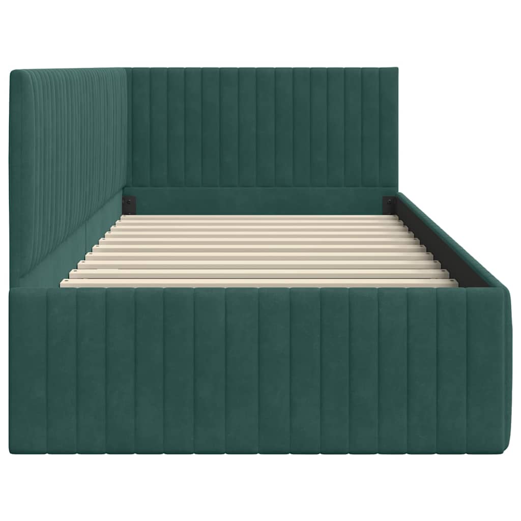 Cornice del letto ad angolo Verde Scuro 90 cm x 190 cm Velluto | homemem39