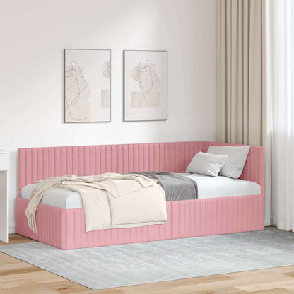 Cornice del letto ad angolo Rosa 90 cm x 190 cm Velluto | homemem39