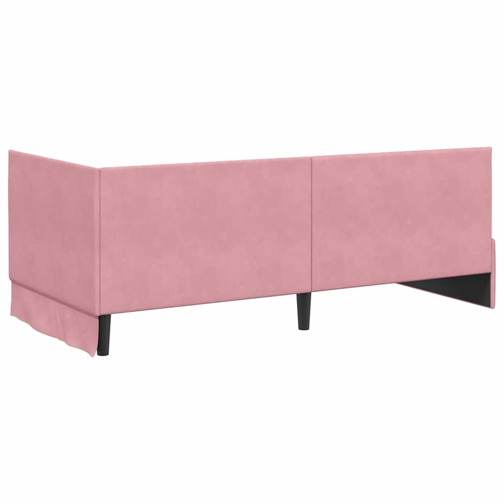 Cornice del letto ad angolo Rosa 90 cm x 190 cm Velluto | homemem39