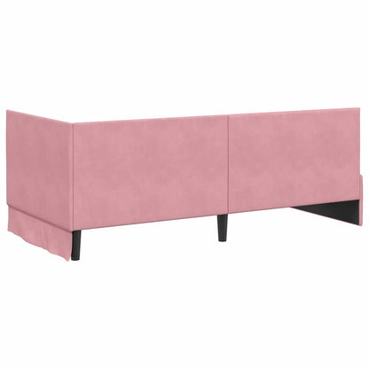 Cornice del letto ad angolo Rosa 90 cm x 190 cm Velluto | homemem39
