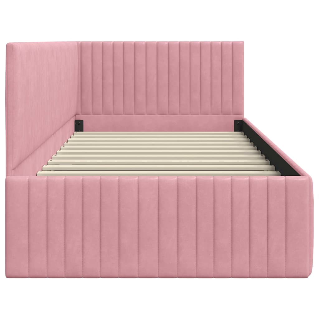 Cornice del letto ad angolo Rosa 90 cm x 190 cm Velluto | homemem39