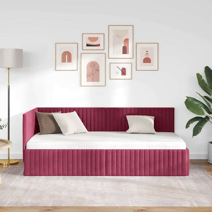 Cornice del letto ad angolo Rosso Vino 90 cm x 190 cm Velluto | homemem39