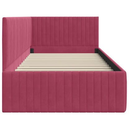 Cornice del letto ad angolo Rosso Vino 90 cm x 190 cm Velluto | homemem39