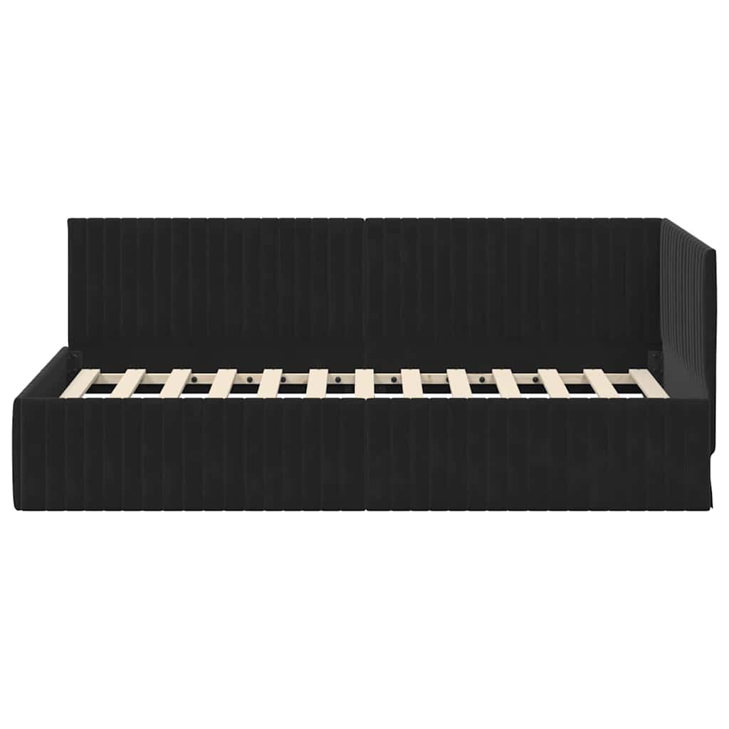 Cornice del letto ad angolo Nero 90 cm x 190 cm Velluto | homemem39