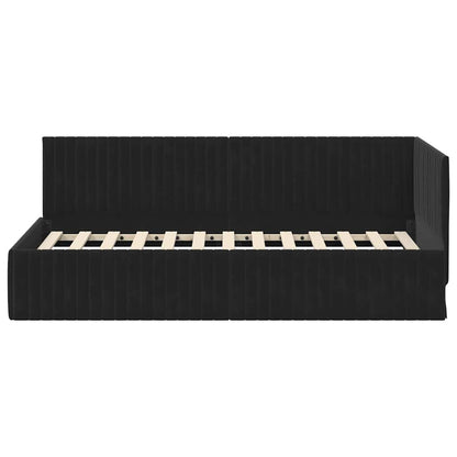 Cornice del letto ad angolo Nero 90 cm x 190 cm Velluto | homemem39
