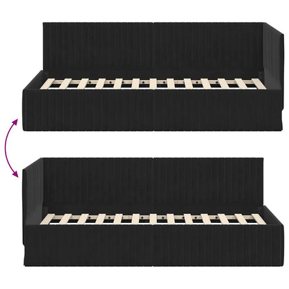 Cornice del letto ad angolo Nero 90 cm x 190 cm Velluto | homemem39