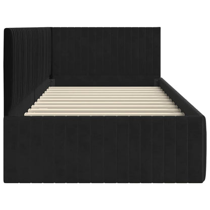 Cornice del letto ad angolo Nero 90 cm x 190 cm Velluto | homemem39