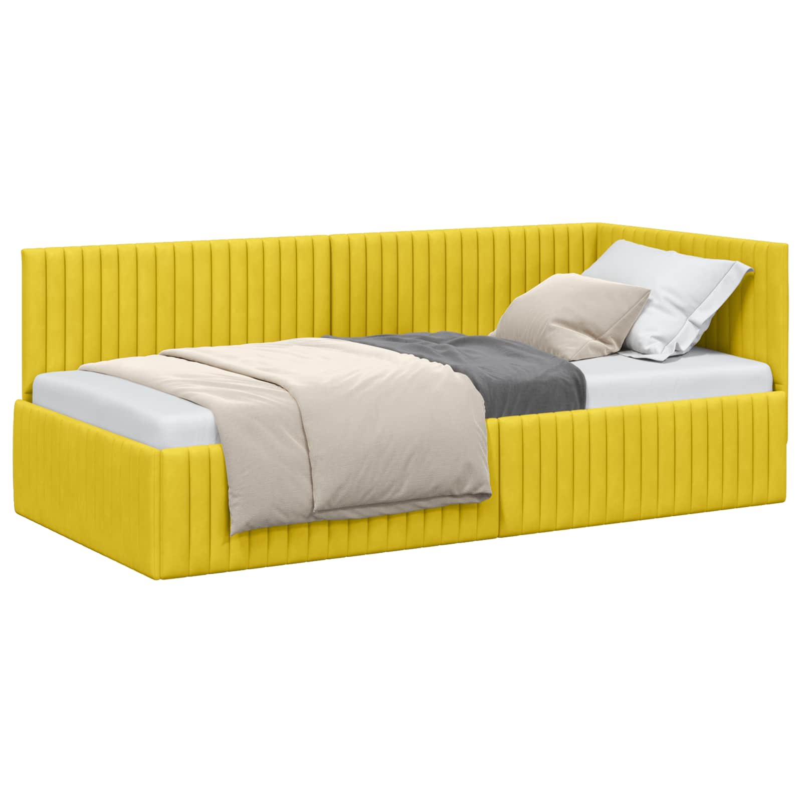 Cornice del letto ad angolo Giallo 90 cm x 190 cm Velluto | homemem39