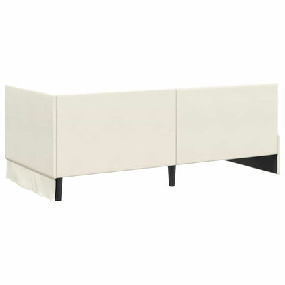 Cornice del letto ad angolo Crema 90 cm x 190 cm Velluto | homemem39