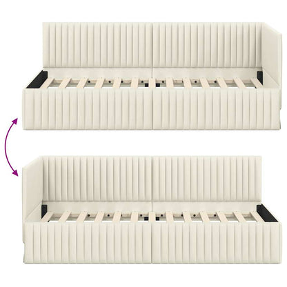Cornice del letto ad angolo Crema 90 cm x 190 cm Velluto | homemem39