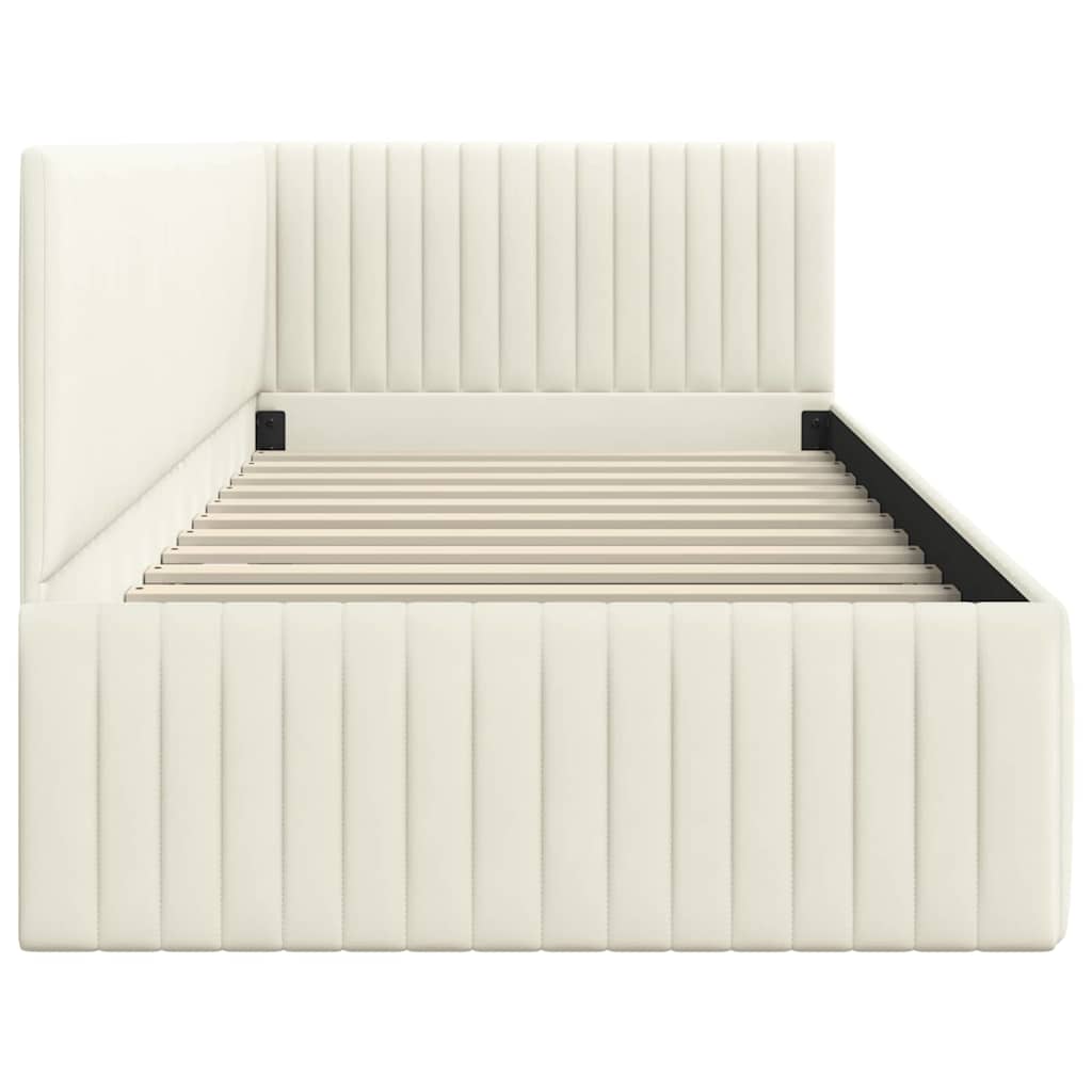 Cornice del letto ad angolo Crema 90 cm x 190 cm Velluto | homemem39