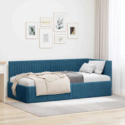 Cornice del letto ad angolo Blu 90 cm x 200 cm Velluto | homemem39