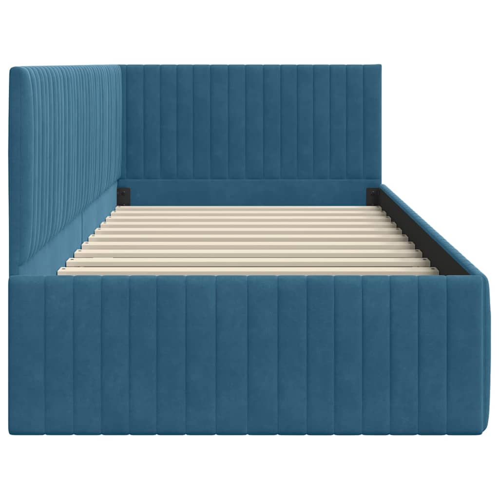 Cornice del letto ad angolo Blu 90 cm x 200 cm Velluto | homemem39