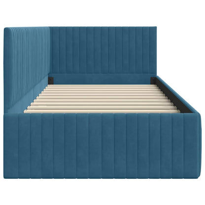 Cornice del letto ad angolo Blu 90 cm x 200 cm Velluto | homemem39