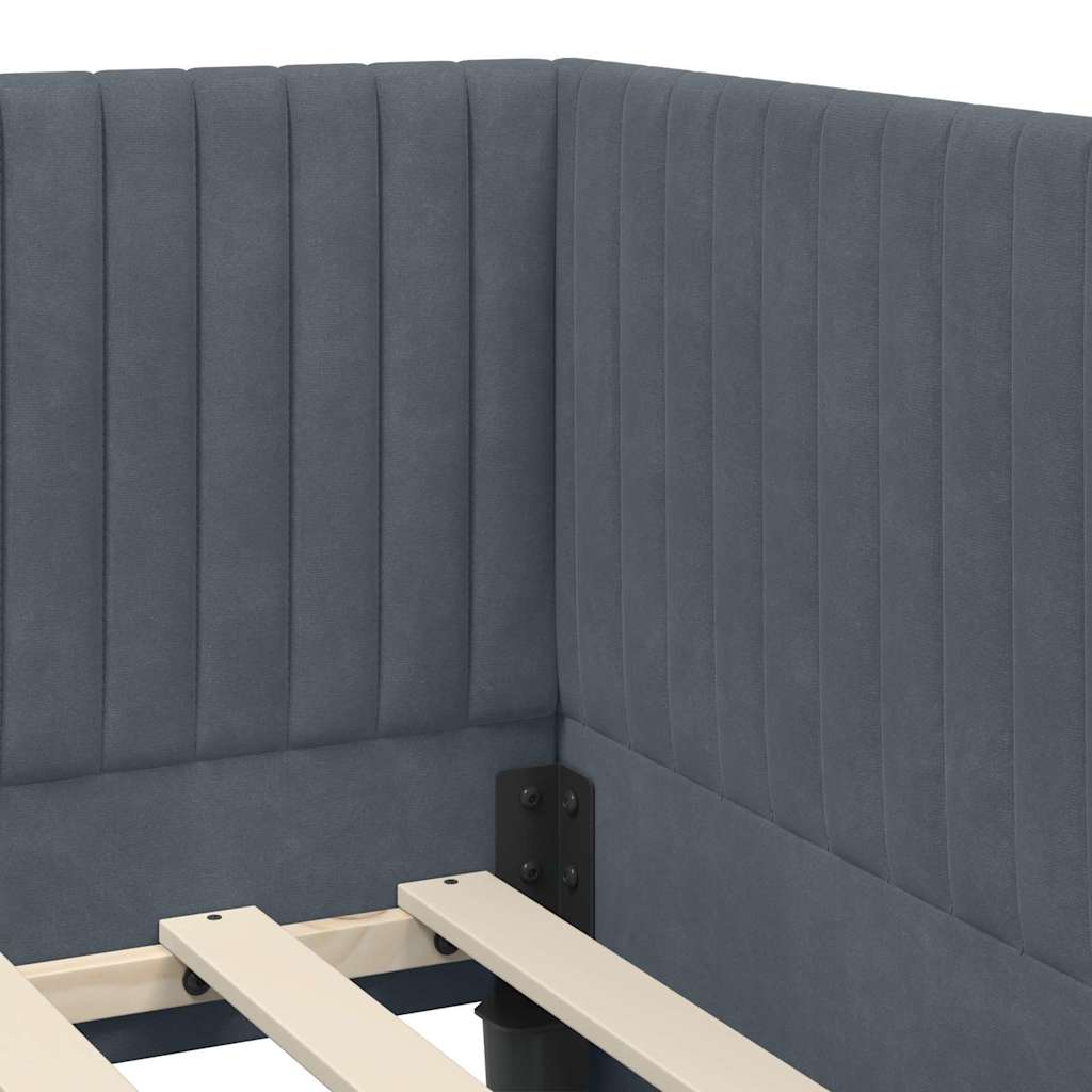 Cornice del letto ad angolo Grigio scuro 90 cm x 200 cm Velluto | homemem39