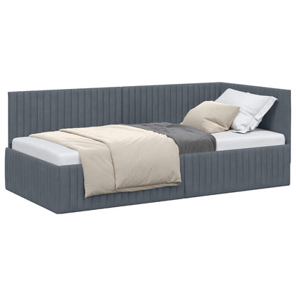 Cornice del letto ad angolo Grigio scuro 90 cm x 200 cm Velluto | homemem39