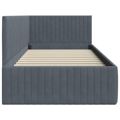 Cornice del letto ad angolo Grigio scuro 90 cm x 200 cm Velluto | homemem39