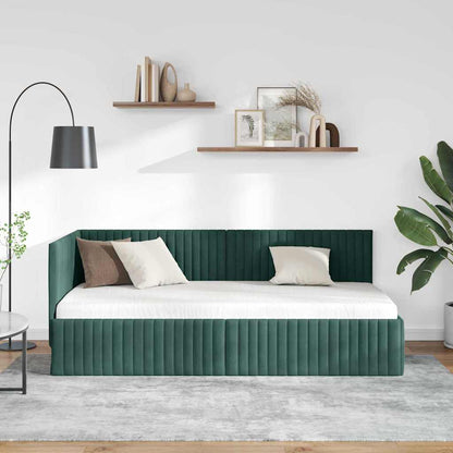 Cornice del letto ad angolo Verde Scuro 90 cm x 200 cm Velluto | homemem39