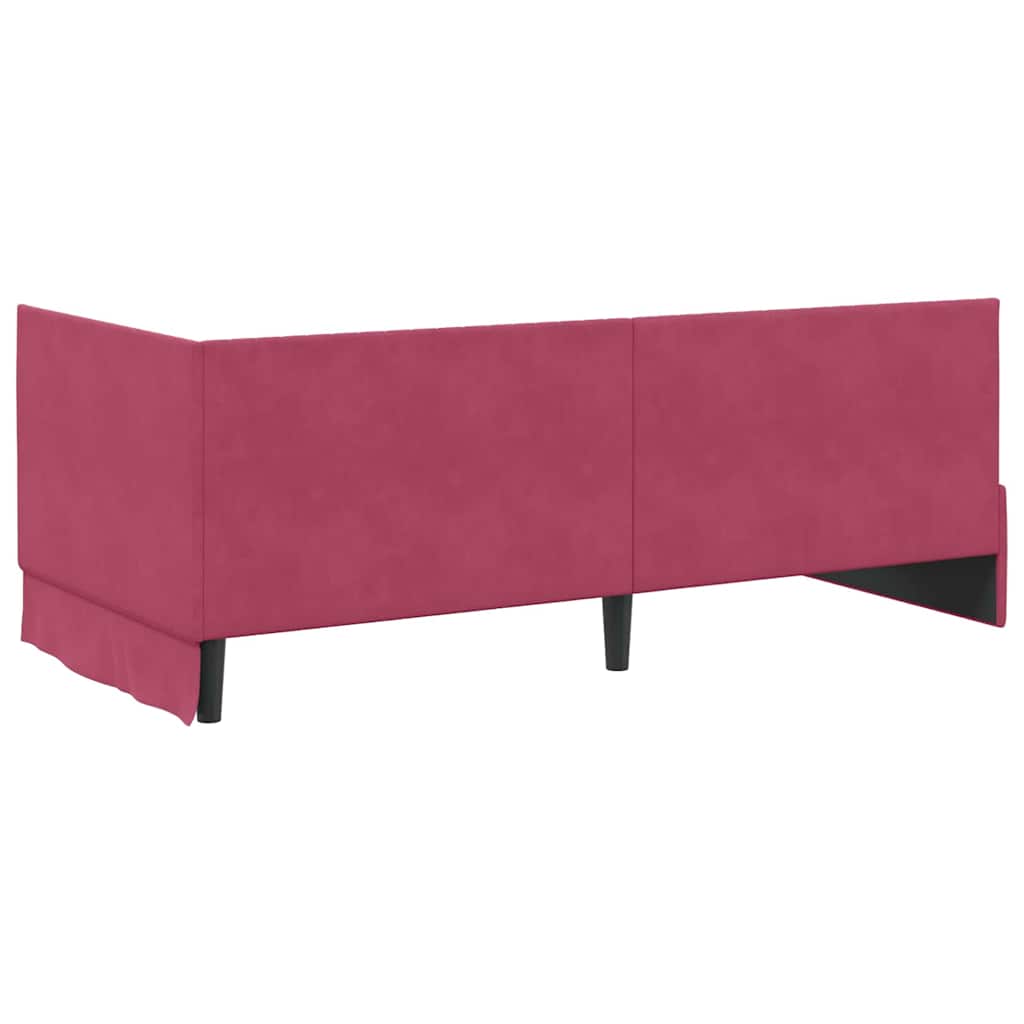 Cornice del letto ad angolo Rosso Vino 90 cm x 200 cm Velluto | homemem39
