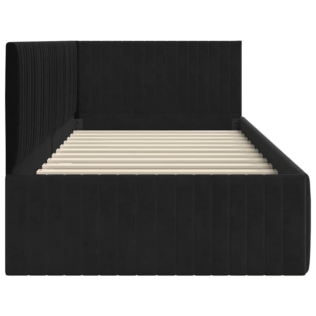 Cornice del letto ad angolo Nero 90 cm x 200 cm Velluto | homemem39