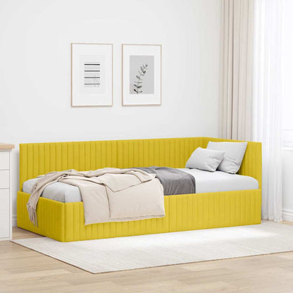 Cornice del letto ad angolo Giallo 90 cm x 200 cm Velluto