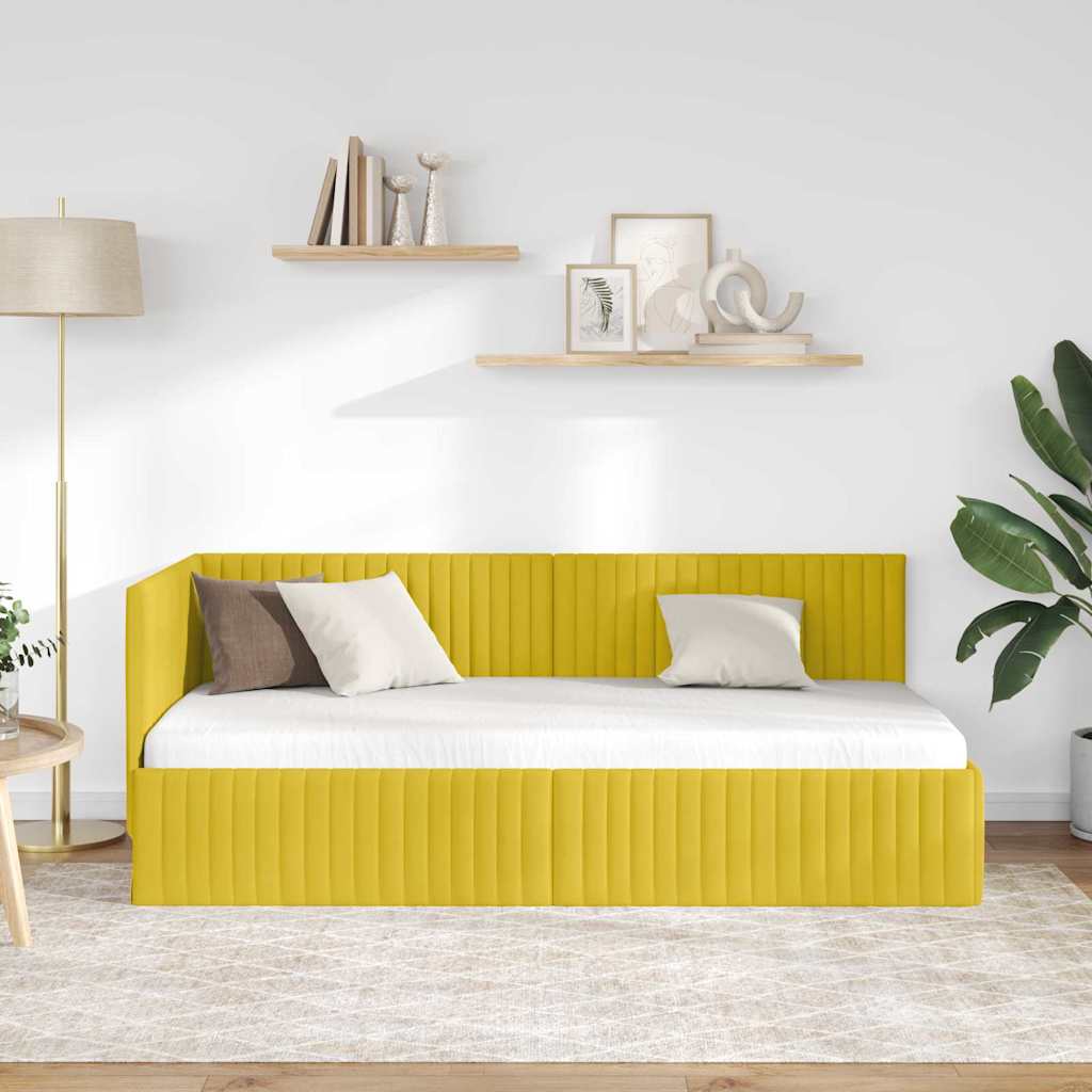 Cornice del letto ad angolo Giallo 90 cm x 200 cm Velluto | homemem39