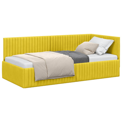 Cornice del letto ad angolo Giallo 90 cm x 200 cm Velluto