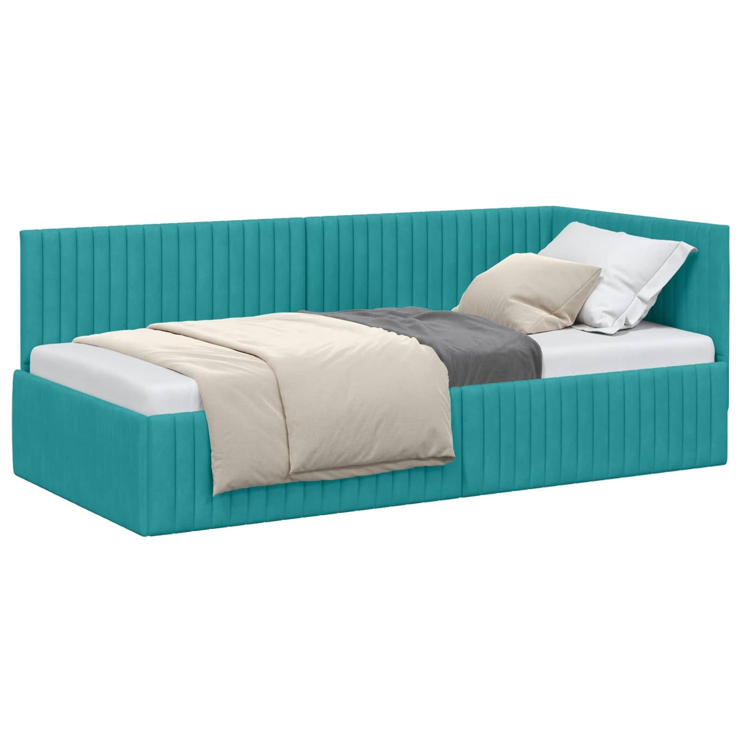 Cornice del letto ad angolo Turchese 90 cm x 200 cm Velluto | homemem39