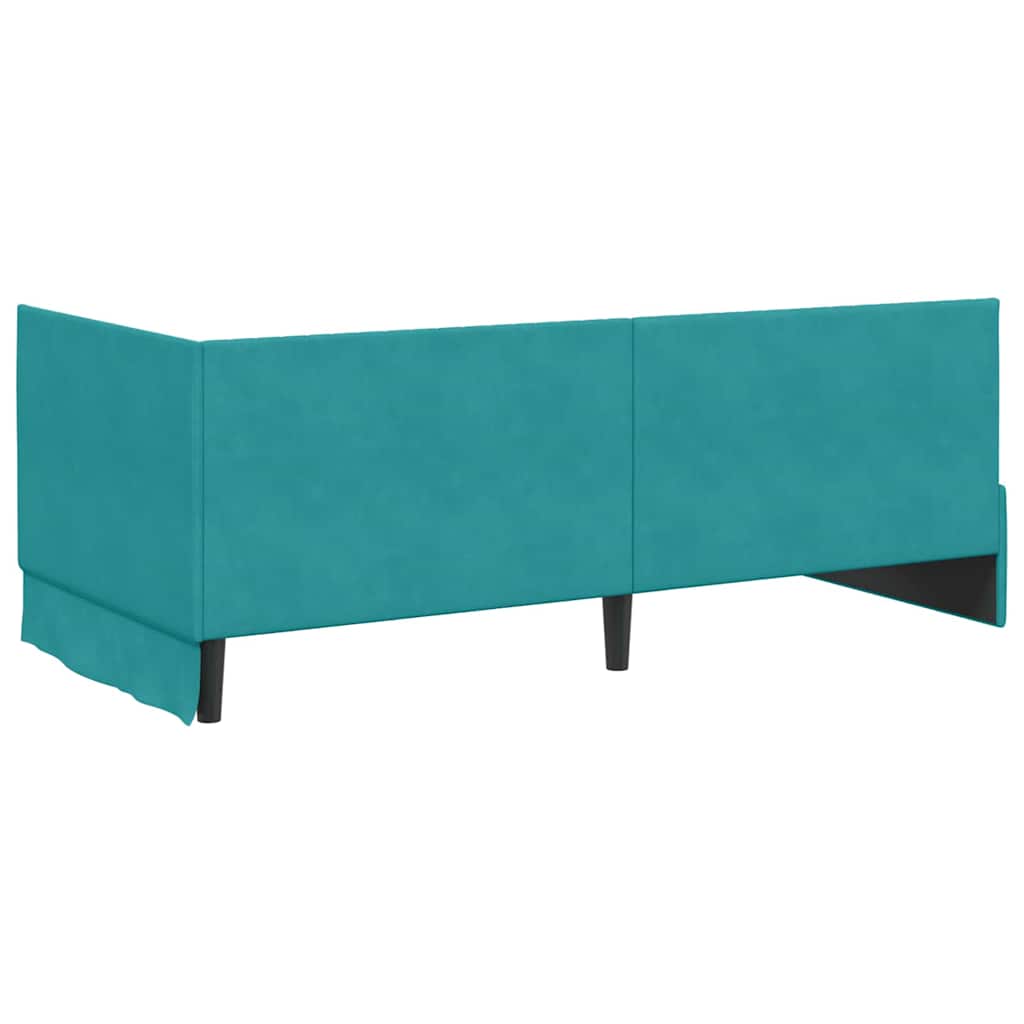Cornice del letto ad angolo Turchese 90 cm x 200 cm Velluto | homemem39