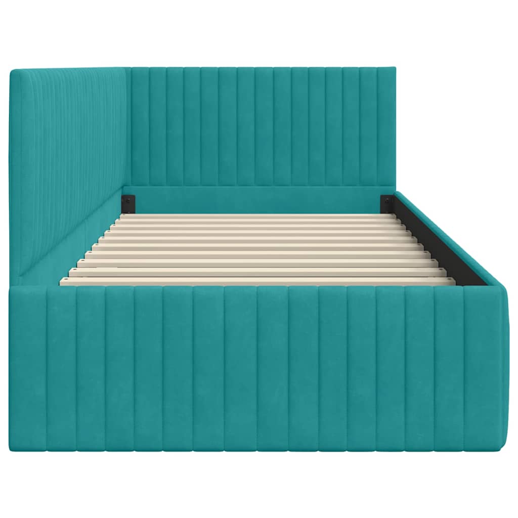 Cornice del letto ad angolo Turchese 90 cm x 200 cm Velluto | homemem39