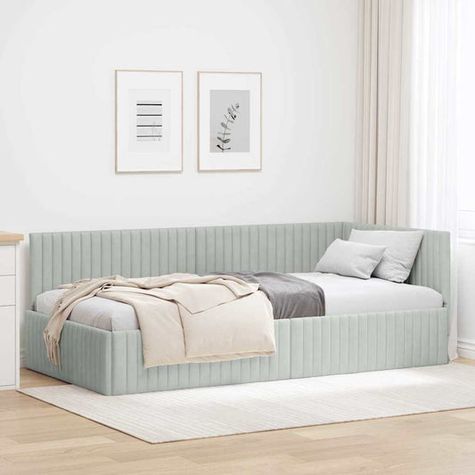 Cornice del letto ad angolo Grigio chiaro 100 cm x 200 cm | homemem39