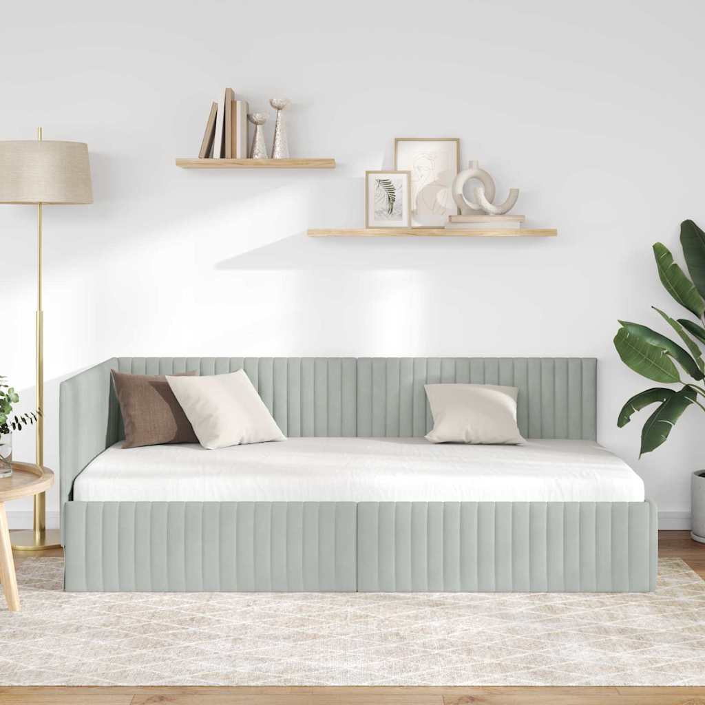 Cornice del letto ad angolo Grigio chiaro 100 cm x 200 cm | homemem39