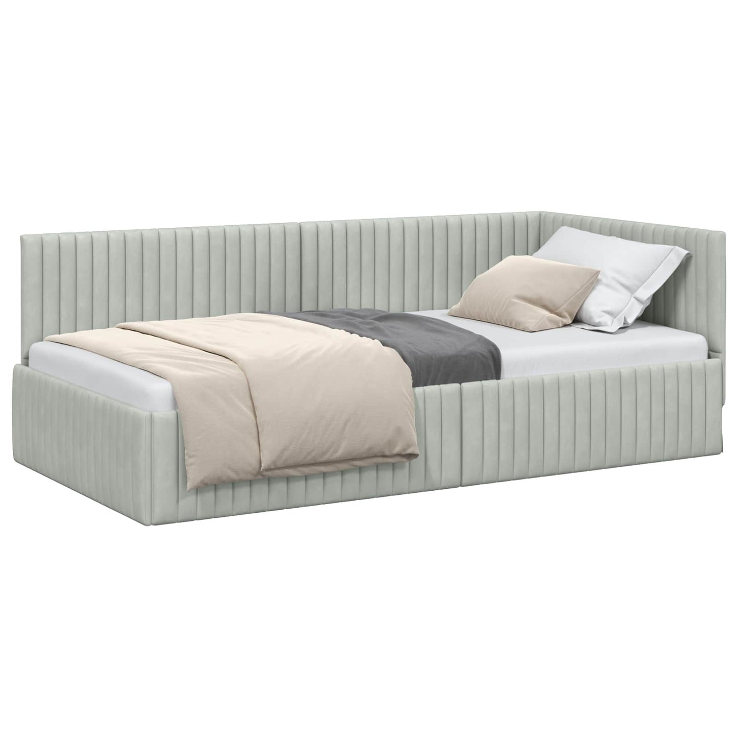 Cornice del letto ad angolo Grigio chiaro 100 cm x 200 cm | homemem39