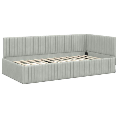 Cornice del letto ad angolo Grigio chiaro 100 cm x 200 cm | homemem39