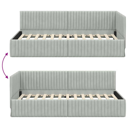 Cornice del letto ad angolo Grigio chiaro 100 cm x 200 cm | homemem39
