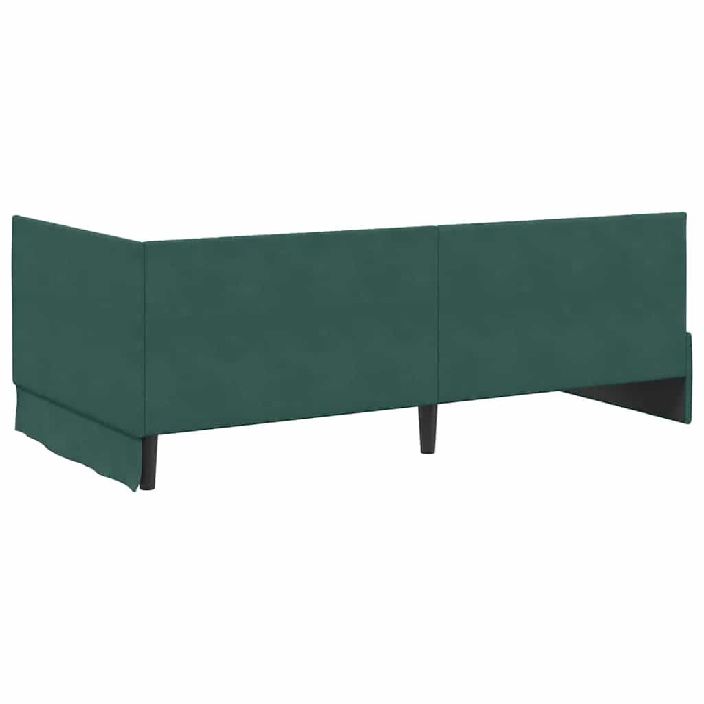 Cornice del letto ad angolo Verde Scuro 100 cm x 200 cm Velluto | homemem39