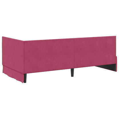 Cornice del letto ad angolo Rosso Vino 100 cm x 200 cm Velluto | homemem39