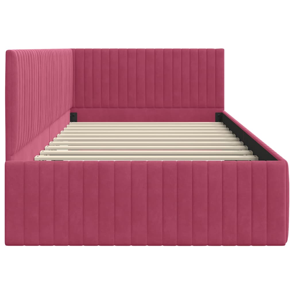 Cornice del letto ad angolo Rosso Vino 100 cm x 200 cm Velluto | homemem39