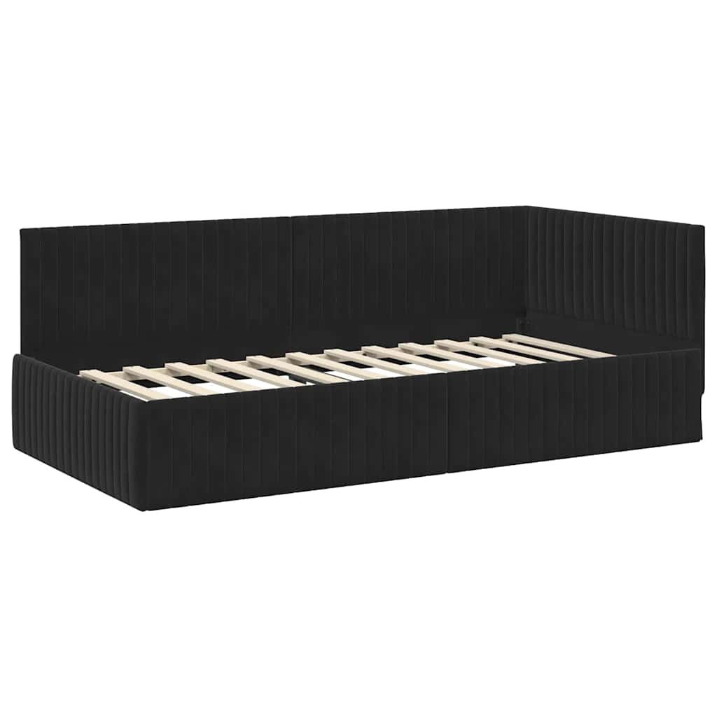 Cornice del letto ad angolo Nero 100 cm x 200 cm Velluto | homemem39