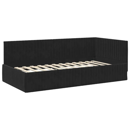 Cornice del letto ad angolo Nero 100 cm x 200 cm Velluto | homemem39