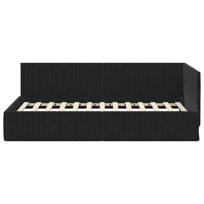 Cornice del letto ad angolo Nero 100 cm x 200 cm Velluto | homemem39