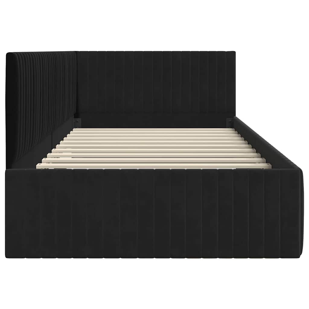 Cornice del letto ad angolo Nero 100 cm x 200 cm Velluto | homemem39