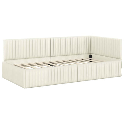 Cornice del letto ad angolo Crema 100 cm x 200 cm Velluto | homemem39