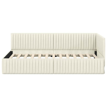 Cornice del letto ad angolo Crema 100 cm x 200 cm Velluto | homemem39