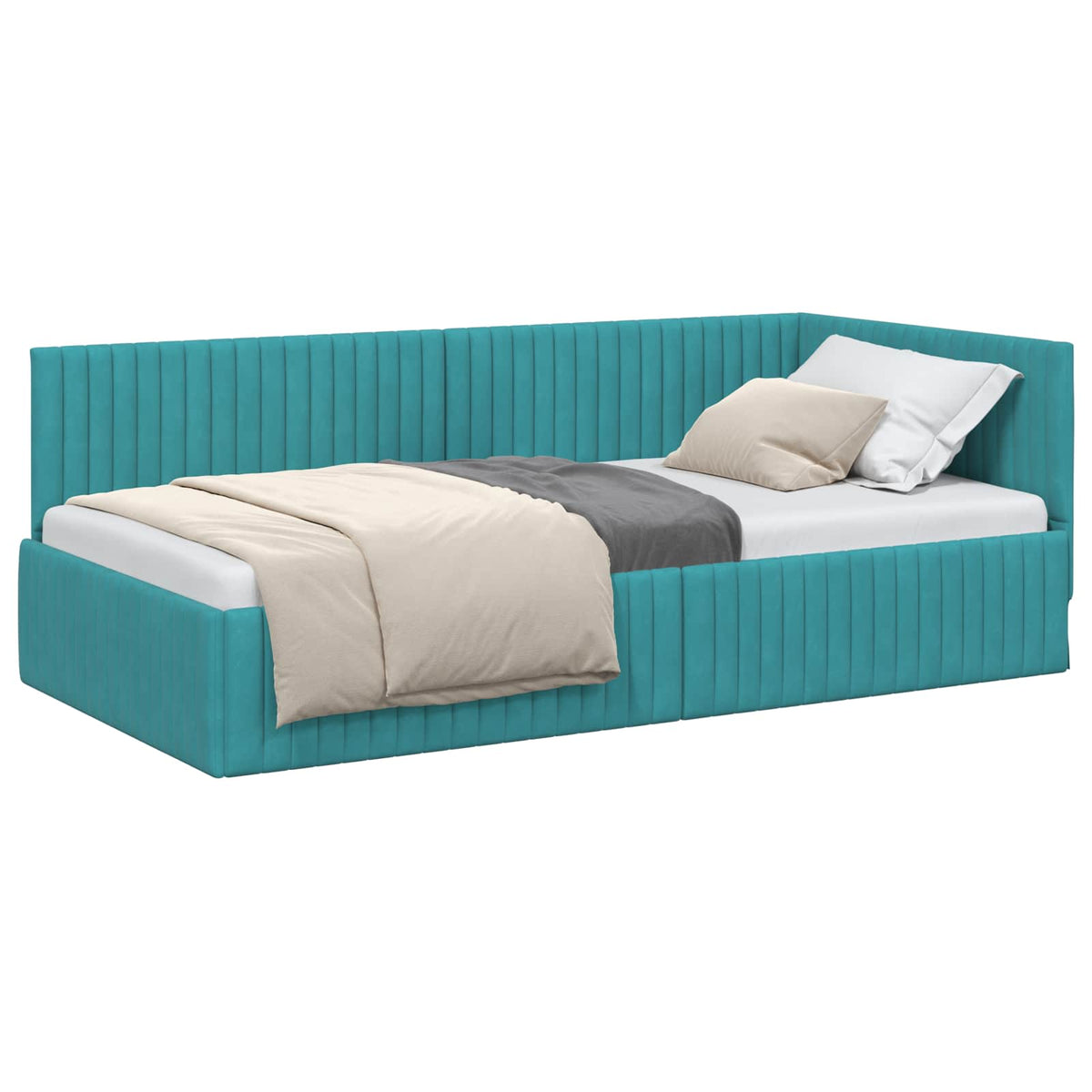 Cornice del letto ad angolo Turchese 100 x 200 cm Velluto | homemem39