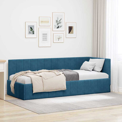 Cornice del letto ad angolo Blu 80 cm x 200 cm Velluto | homemem39