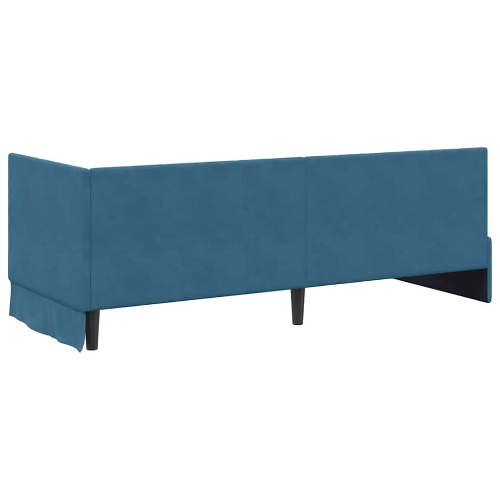 Cornice del letto ad angolo Blu 80 cm x 200 cm Velluto