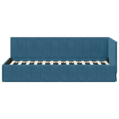 Cornice del letto ad angolo Blu 80 cm x 200 cm Velluto