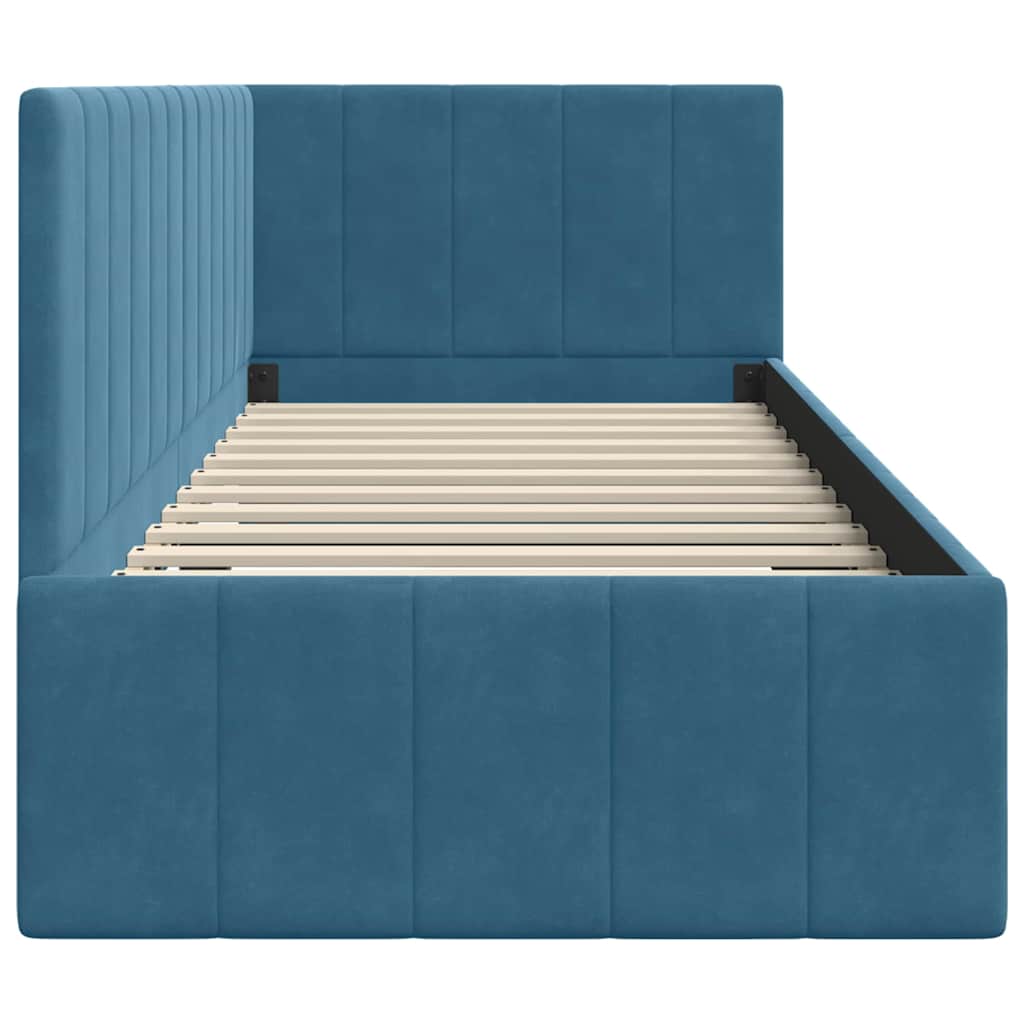 Cornice del letto ad angolo Blu 80 cm x 200 cm Velluto | homemem39