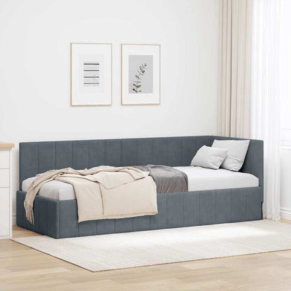 Cornice del letto ad angolo Grigio scuro 80 cm x 200 cm Velluto | homemem39
